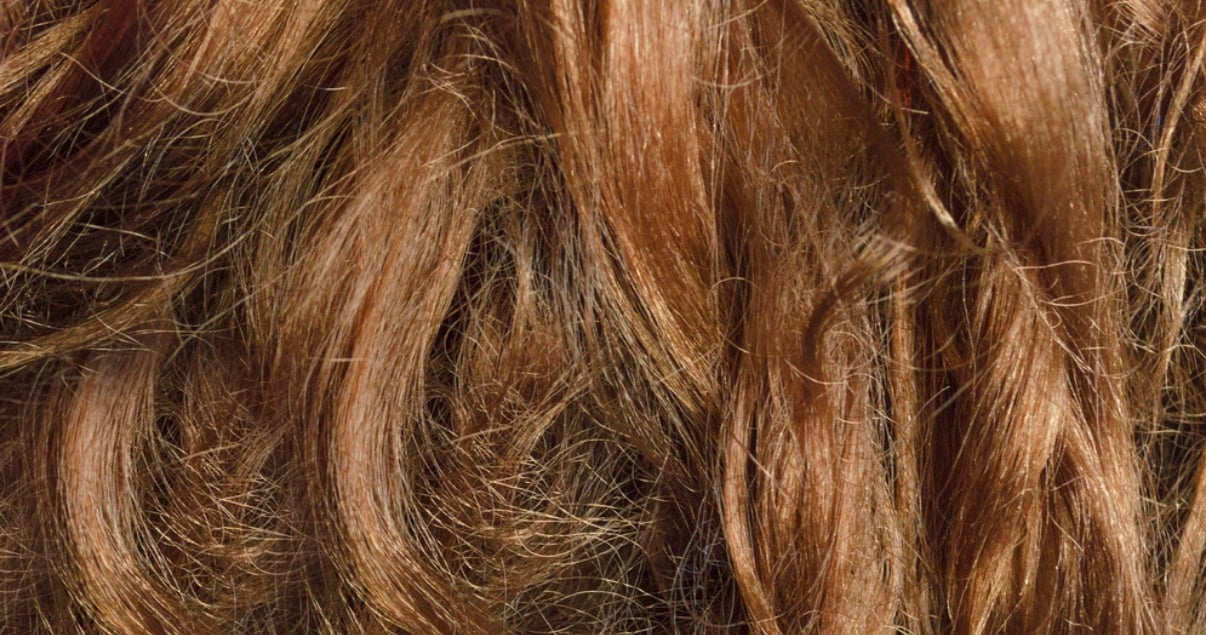 Closeup of dry brunette hair with split ends that needs homemade deep conditioner