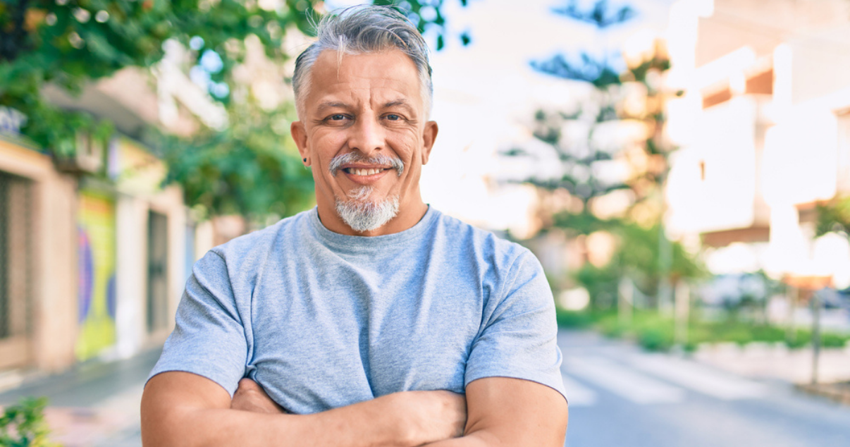 Middle age man proudly wearing a toupee hair (1)