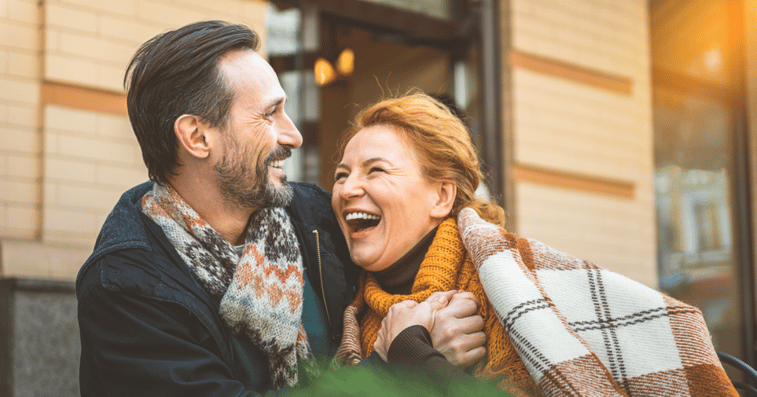 Middle aged couple with solid hair system maintenance routine