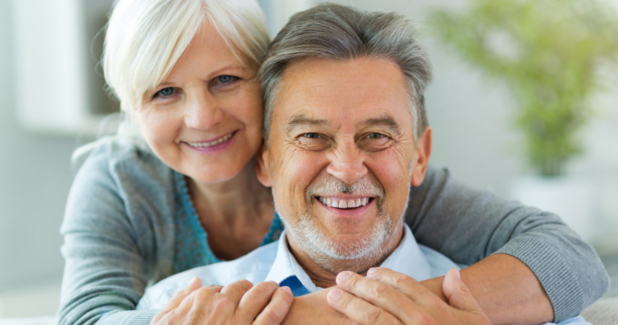 Senior couple enjoying their looks after using styling cream.