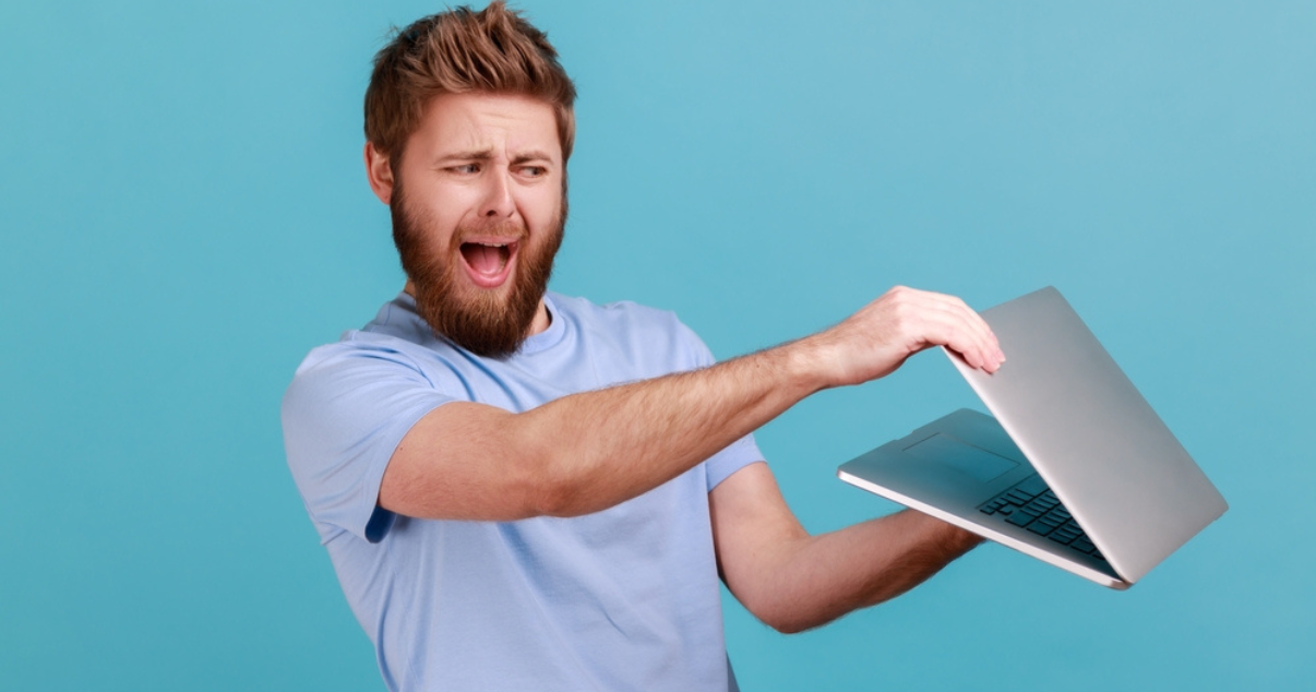 Man looking in horror for the lack of hair care 