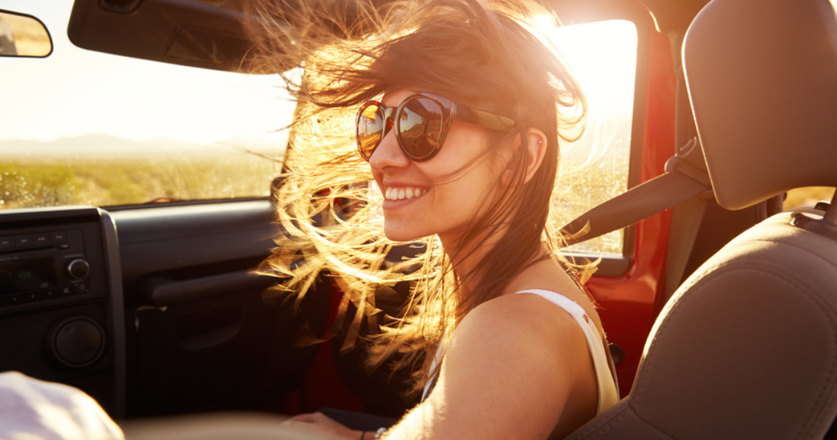 Woman enjoying her hair system 