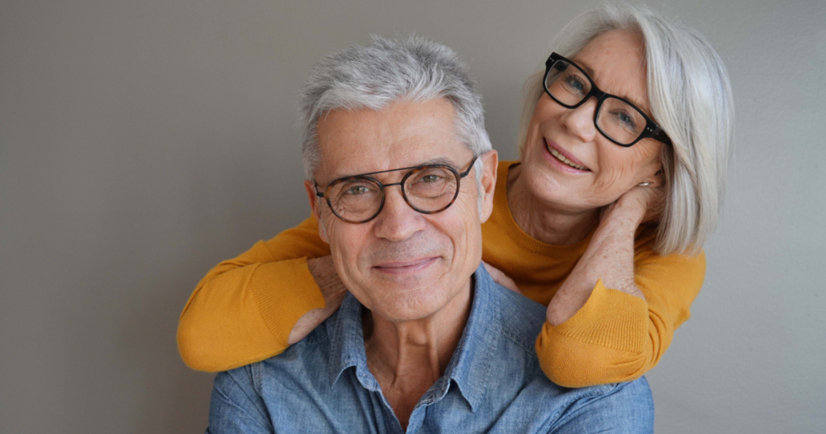 lovely couple with gray hair